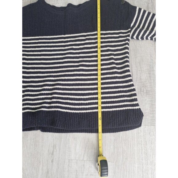 ANN TAYLOR Navy Blue & White Stripped Sweater 95% Wool 5% Cashmere Size XL - Picture 9 of 9